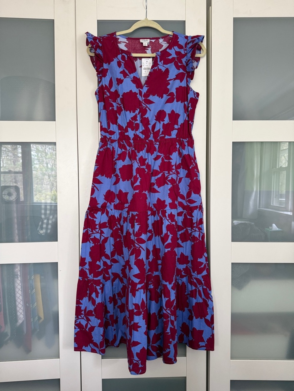 J. Crew Blue and Magenta Floral Maxi Dress 8